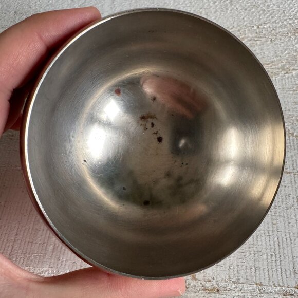 Vintage Silver Plated Small Bowl with Glass Flower Frog Insert - Picture 6 of 8